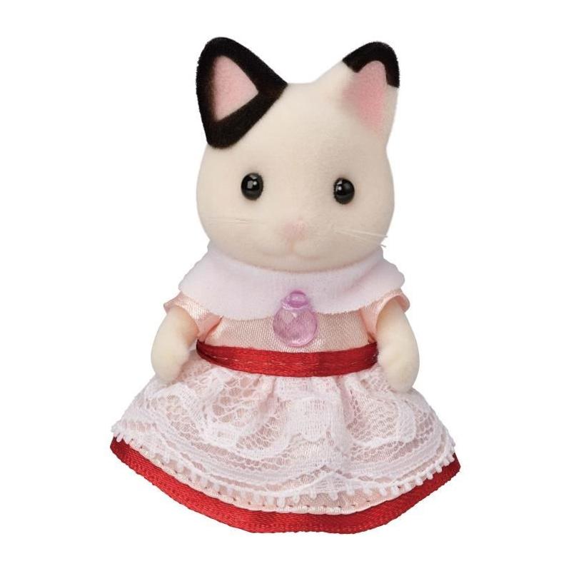 Figurine miniature SYLVANIAN FAMILIES - La fille Chat bicolore et son goûter d'anniversaire