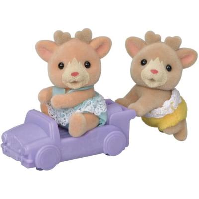 Figurine miniature - Jumeaux Renne Blanc - SYLVANIAN FAMILIES