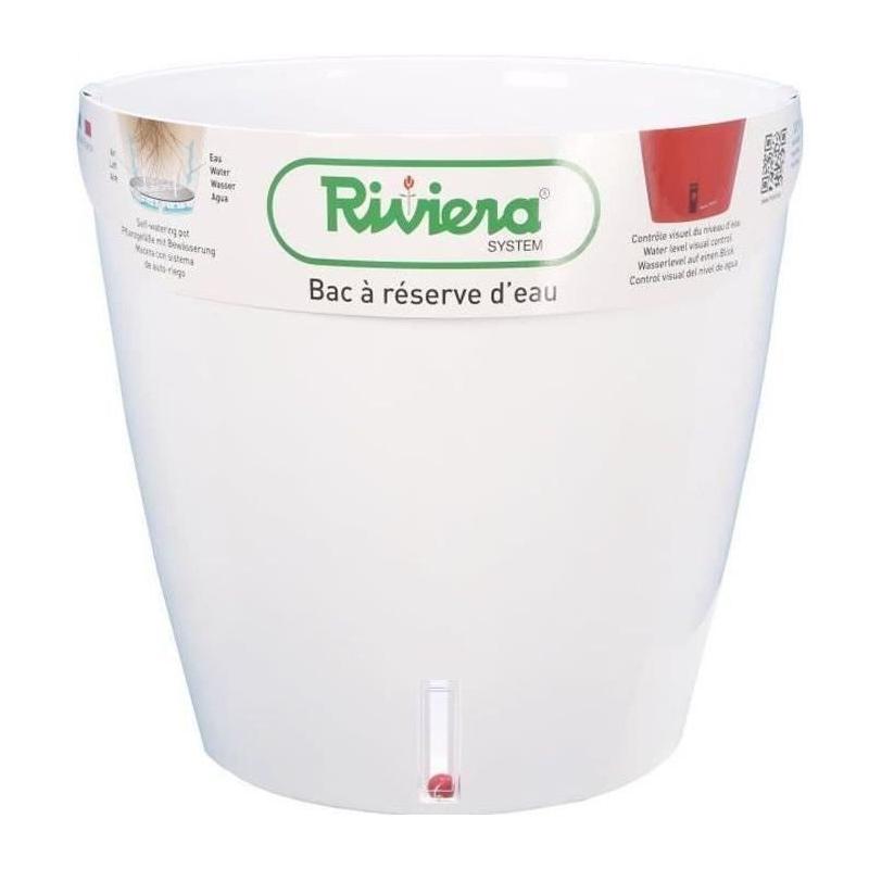 Pot de fleur rond Eva New en plastique - Ø 46 cm - Blanc