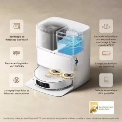 Aspirateur Robot MOVA P50 Ultra: Nettoyage puissant, coin à bord