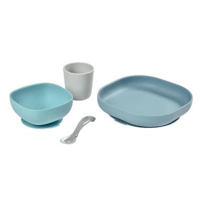 Ensemble Repas Silicone Bébé BEABA, Anti-dérapant, 4 Pièces - Jungle