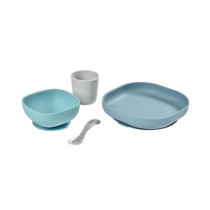 Ensemble Repas Silicone Bébé BEABA, Anti-dérapant, 4 Pièces - Jungle