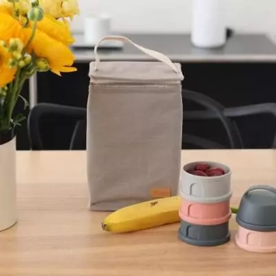 Pochette repas bébé isotherme, gris perle - Idéale pour les repas de bébé