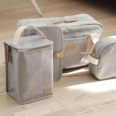 Pochette repas bébé isotherme, gris perle - Idéale pour les repas de bébé