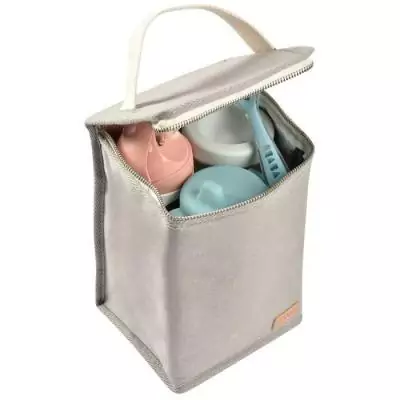 Pochette repas bébé isotherme, gris perle - Idéale pour les repas de bébé