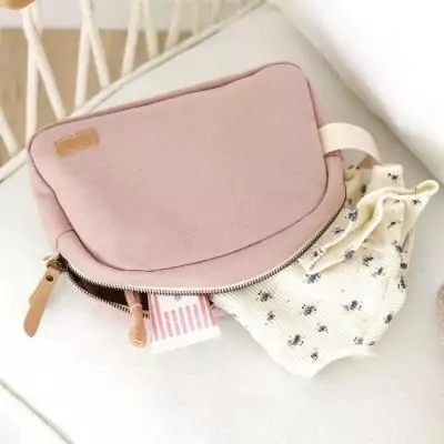 Trousse de toilette bébé canvas rose poudré - Set de soin