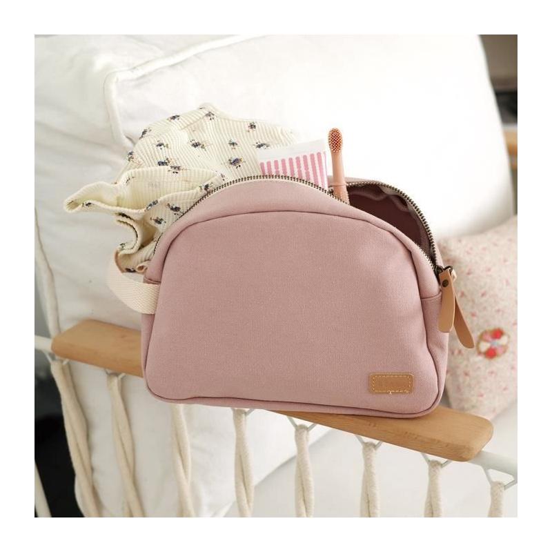 Trousse de toilette bébé canvas rose poudré - Set de soin