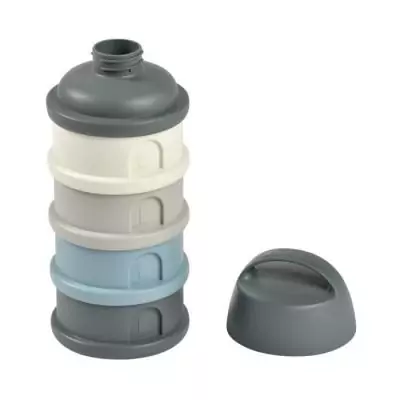 Boîte doseuse BEABA 4 compartiments, gris minéral / bleu