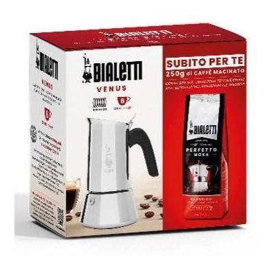 Cafetière Bialetti VENUS + café Moka offert - 6 tasses - Argent