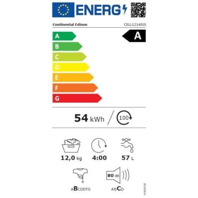 Lave-linge hublot 12kg - Classe A - Moteur induction - Silver