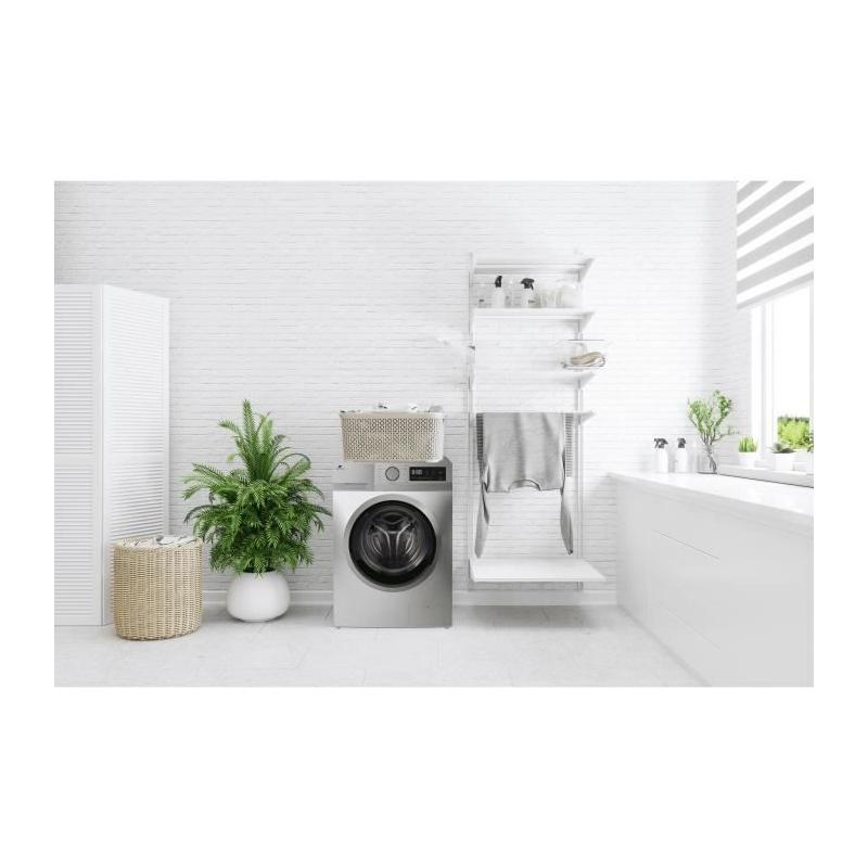 Lave-linge hublot 12kg - Classe A - Moteur induction - Silver