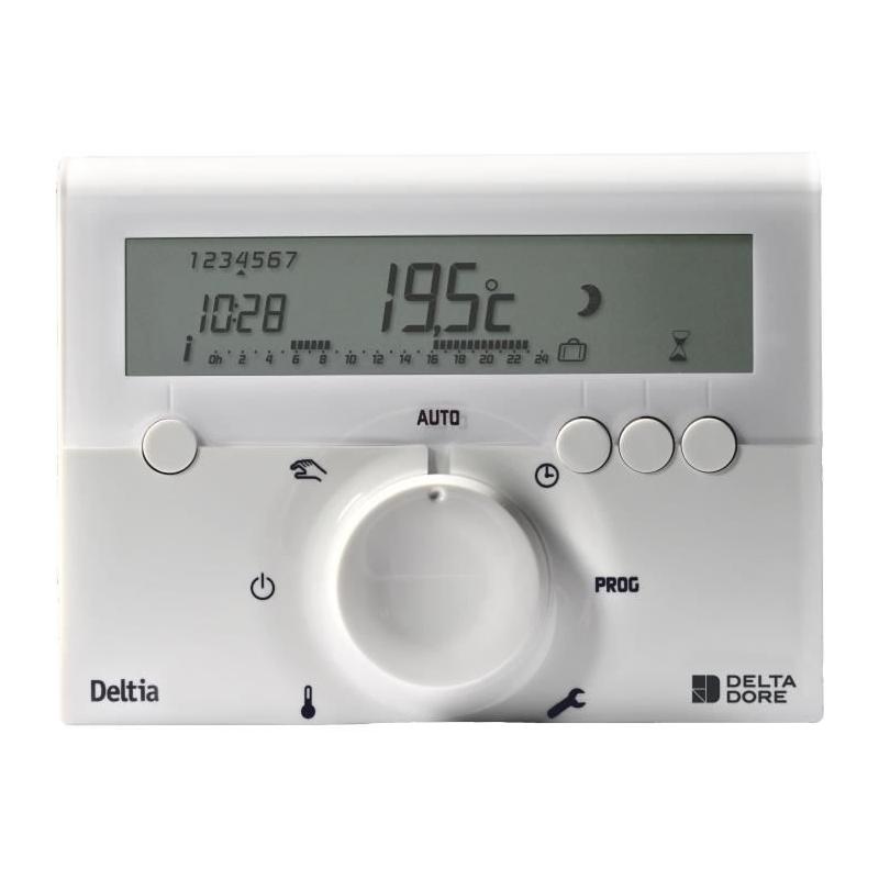 Thermostat d'ambiance Deltia 8.00 programmable - Petit thermostat électronique filaire