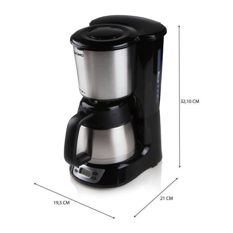 Cafetière filtre DOMO DO709K: 1000W, 1L, 8 tasses, LCD - Inox