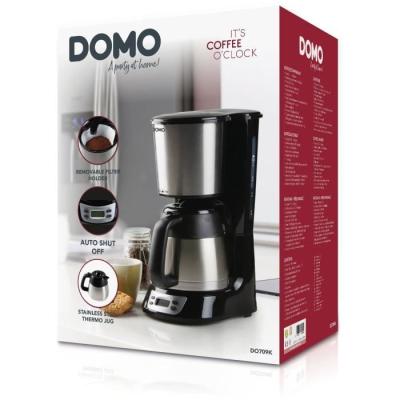 Cafetière filtre DOMO DO709K: 1000W, 1L, 8 tasses, LCD - Inox