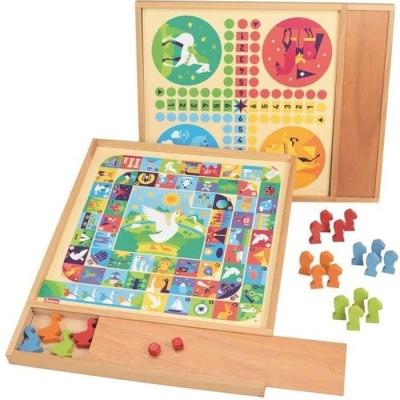 JEUJURA Jeux de l'oie et petits chevaux - Plateau bois 
