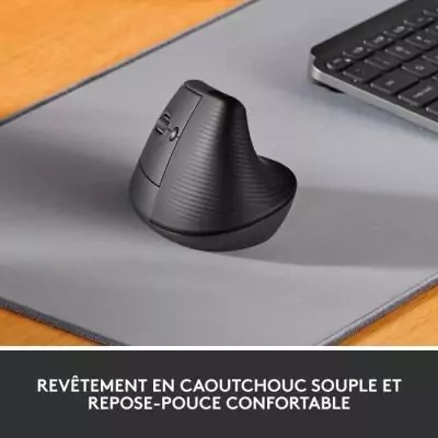 Souris ergonomique Logitech sans fil pour gaucher - Graphite