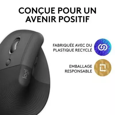 Souris ergonomique Logitech sans fil pour gaucher - Graphite