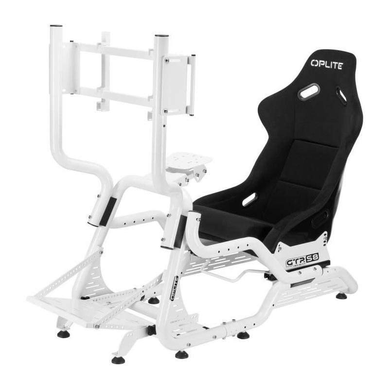 Cockpit de simulation OPLITE GTR S8 Blanc - Simracing performance