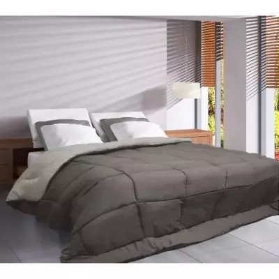 Couette chaude Microfibre 400g/m² Taupe & Lin 240x260cm - Confort d'hiver