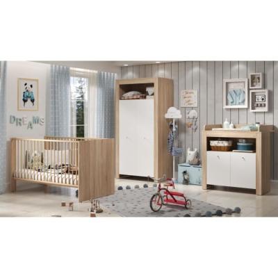 Ensemble chambre bébé PIA - Chêne Sonoma et Blanc - Éco responsable
