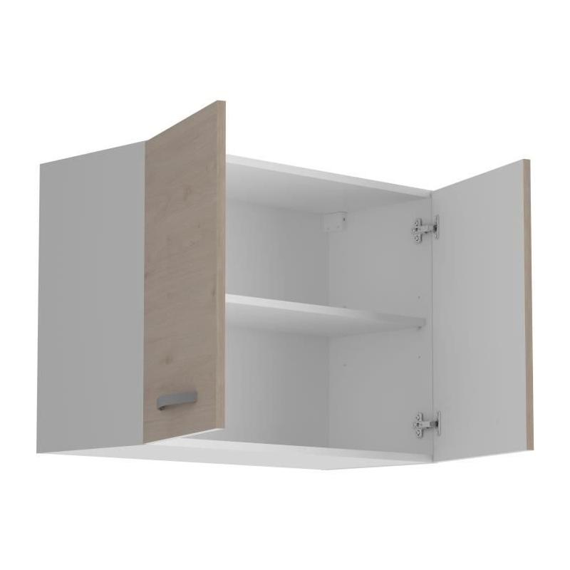 Meuble haut 2 portes Oslo - Chene Jackson - L 80 x P 36 x H 58 cm