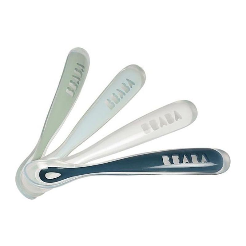 Cuillères en silicone pour bébé BEABA - Lot de 4 - Souples et ergonomiques
