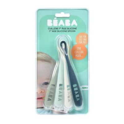 Cuillères en silicone pour bébé BEABA - Lot de 4 - Souples et ergonomiques
