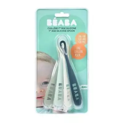 Cuillères en silicone pour bébé BEABA - Lot de 4 - Souples et ergonomiques