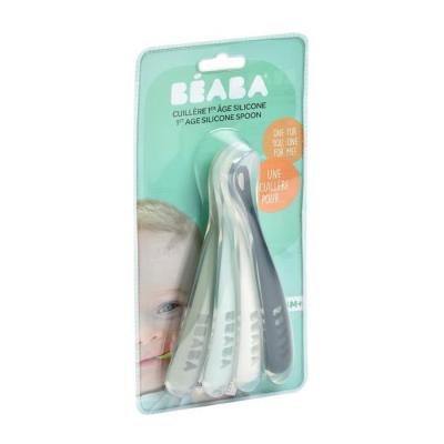 Cuillères en silicone pour bébé BEABA - Lot de 4 - Souples et ergonomiques