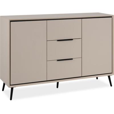 Buffet élégant ARONA 01B - Beige / Noir - 2 portes, 3 tiroirs