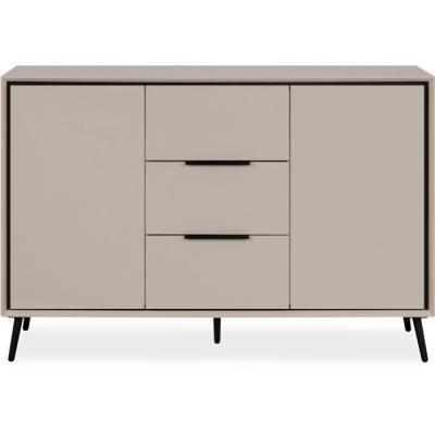 Buffet élégant ARONA 01B - Beige / Noir - 2 portes, 3 tiroirs