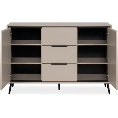 Buffet élégant ARONA 01B - Beige / Noir - 2 portes, 3 tiroirs