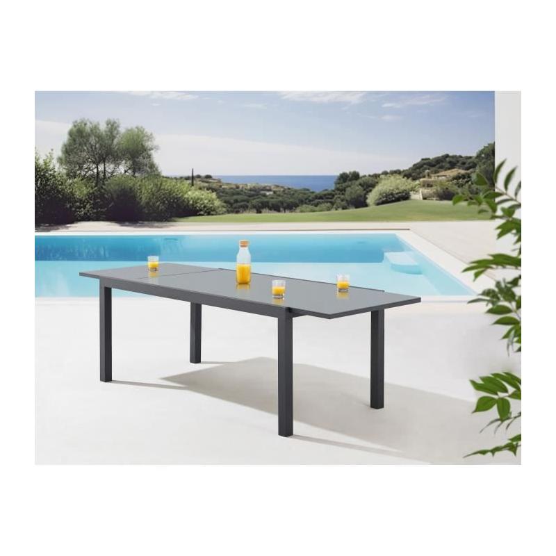 Ensemble repas de jardin extensible 6-8 pers. - Gris