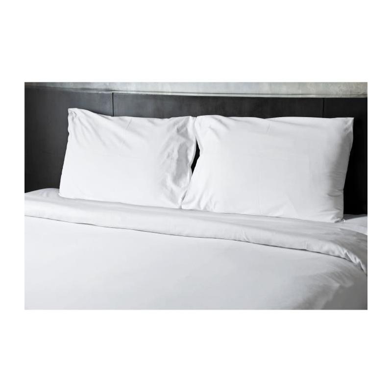 Lot de 2 taies d'oreiller Blanc - HOME LINGE PASSION - 50 x 70 cm