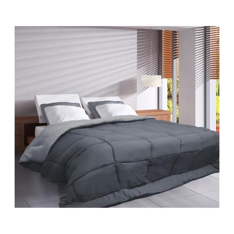Couette chaude Microfibre 400g/m² Gris & Argent 140x200cm - Confort optimal