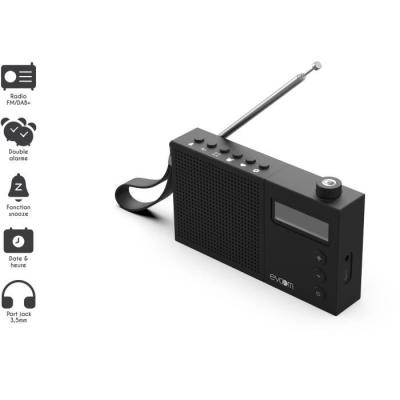 Radio-réveil EVOOM EGY Noir - FM et DAB+ - 2 alarmes