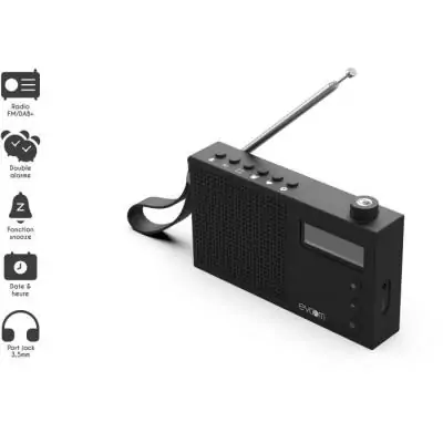 Radio-réveil EVOOM EGY Noir - FM et DAB+ - 2 alarmes
