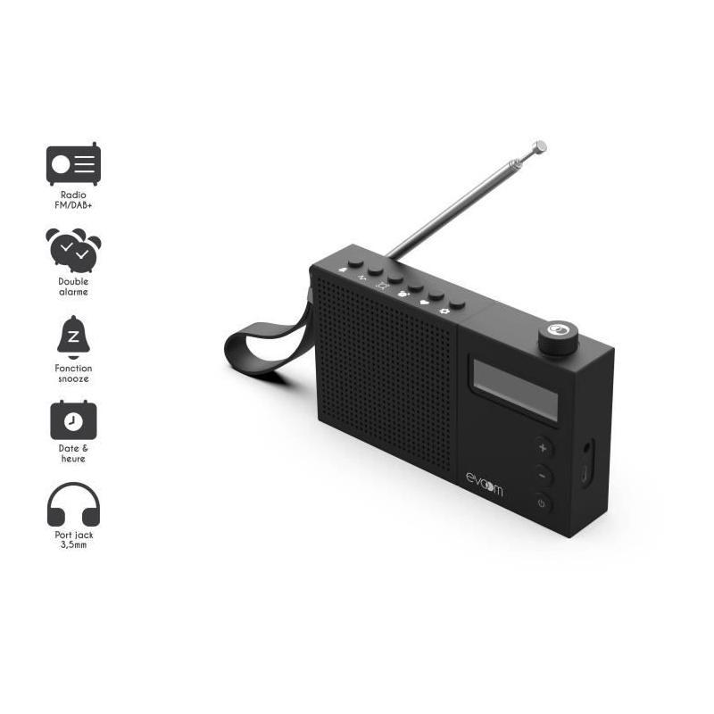 Radio-réveil EVOOM EGY Noir - FM et DAB+ - 2 alarmes