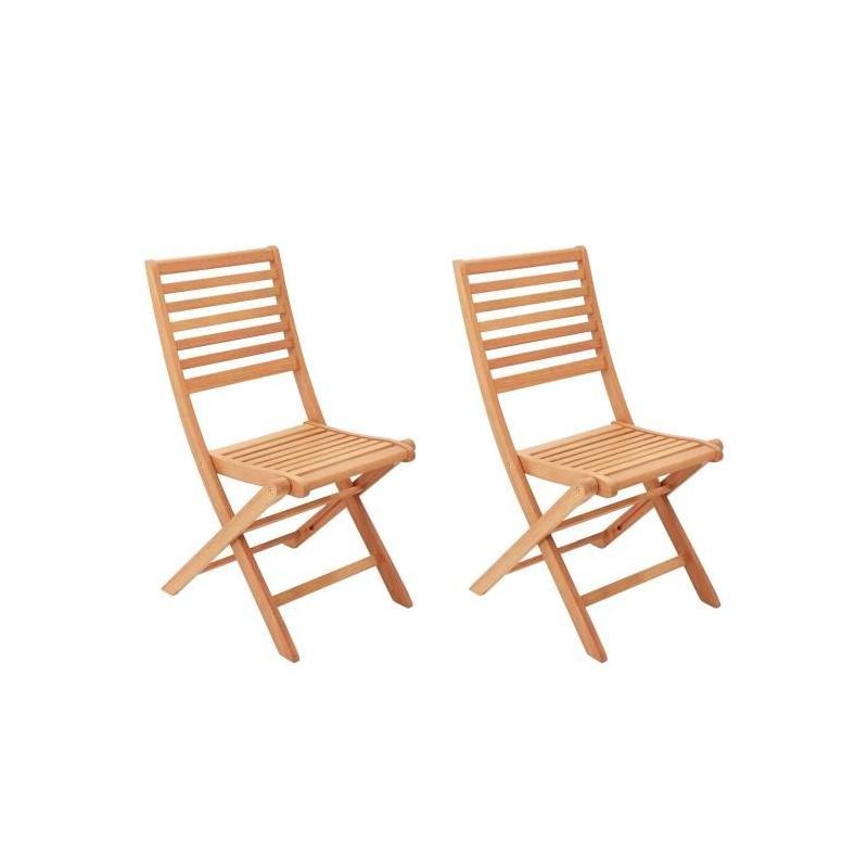 Lot de 2 chaises de jardin pliantes en Acacia FSC 57 x 46,5 x 90 cm