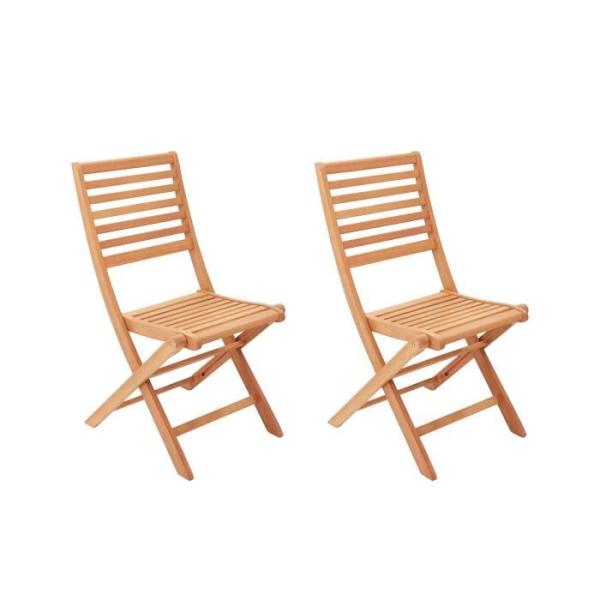 Lot de 2 chaises de jardin pliantes en Acacia FSC - 57 x 46,5 x 90 cm