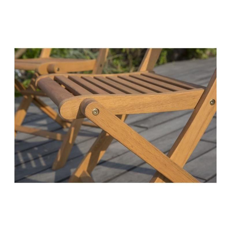 Lot de 2 chaises de jardin pliantes en Acacia FSC 57 x 46,5 x 90 cm