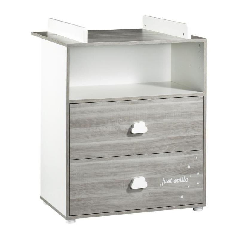 Chambre bébé complète - Lit 120x60, commode à langer et armoire - BABY PRICE - SMILE - Chêne silex