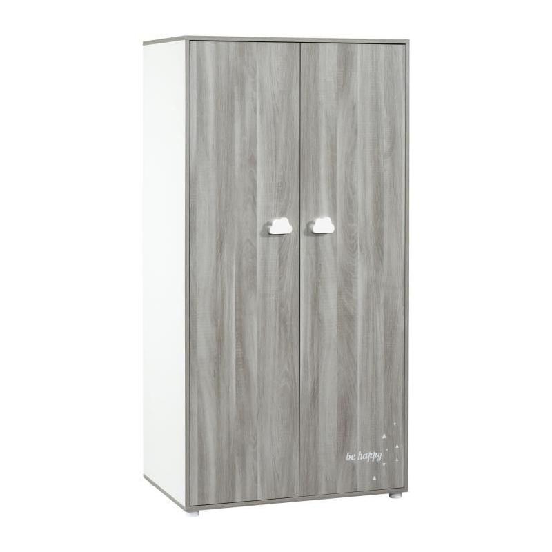 Chambre bébé complète - Lit 120x60, commode à langer et armoire - BABY PRICE - SMILE - Chêne silex