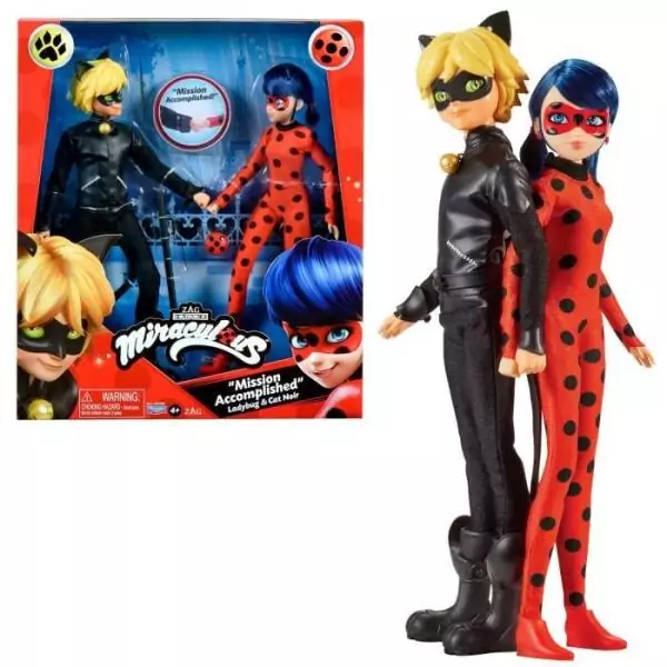 Pack de 2 Poupées mannequin 26 cm Miraculous Ladybug - Revivez les aventures de Ladybug et Chat Noir
