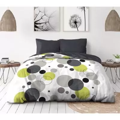 Parure de lit microfibre 220x240 cm - Bulles de Rêve - Gris