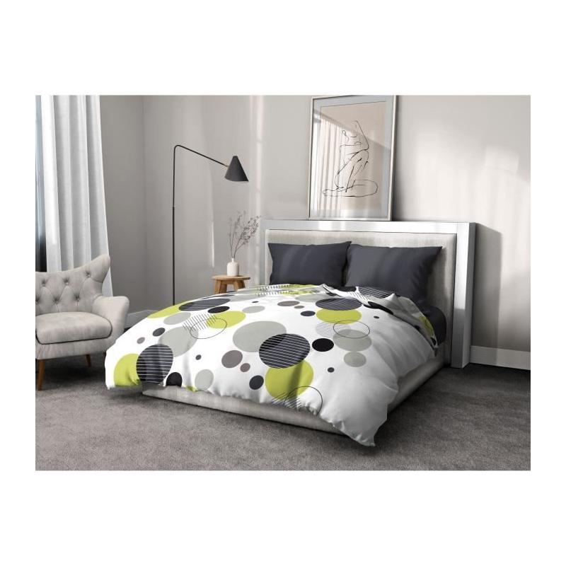 Parure de lit microfibre 220x240 cm - Bulles de Rêve - Gris