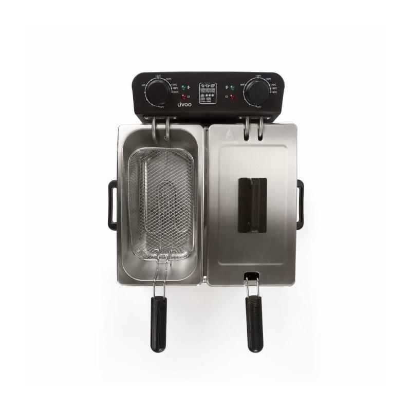 Friteuse double LIVOO DOC217 - 2 x 3 L - Inox 3300W - Noir + Gris