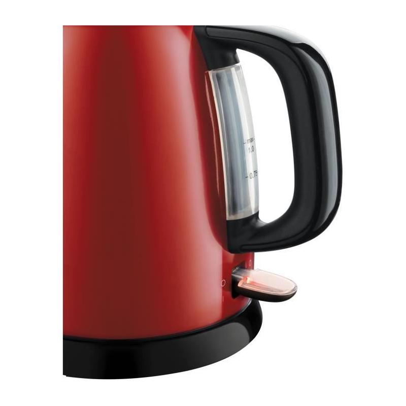 Bouilloire Compacte Rouge - Capacité 1L - Anti-Calcaire Amovible