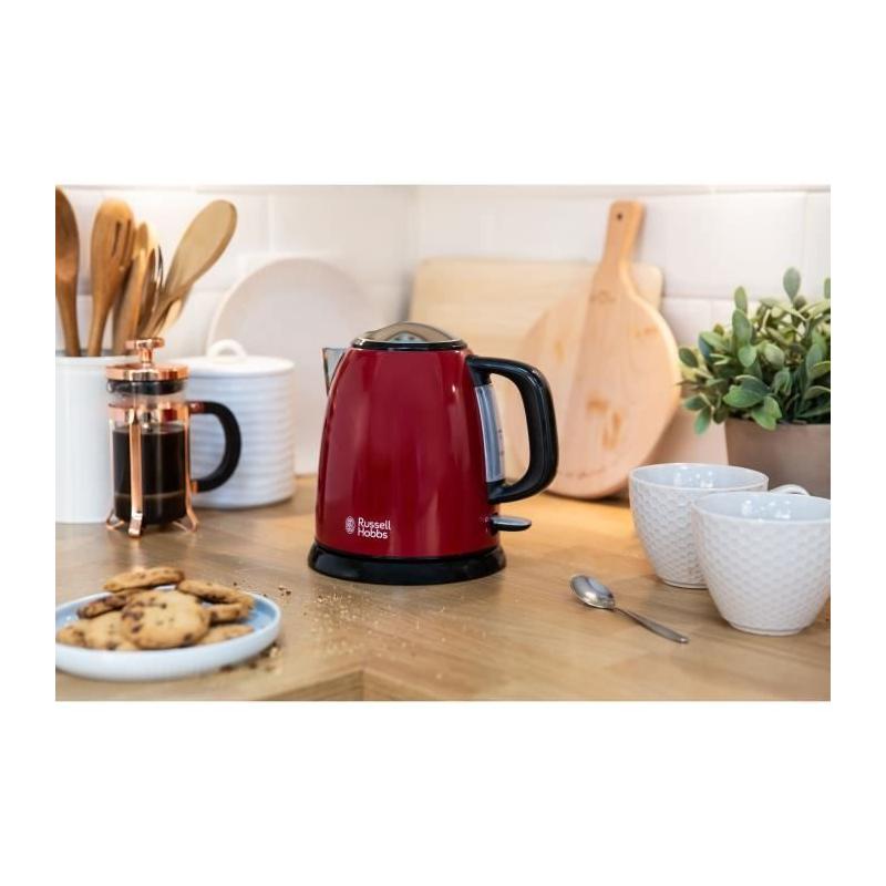 Bouilloire Compacte Rouge - Capacité 1L - Anti-Calcaire Amovible