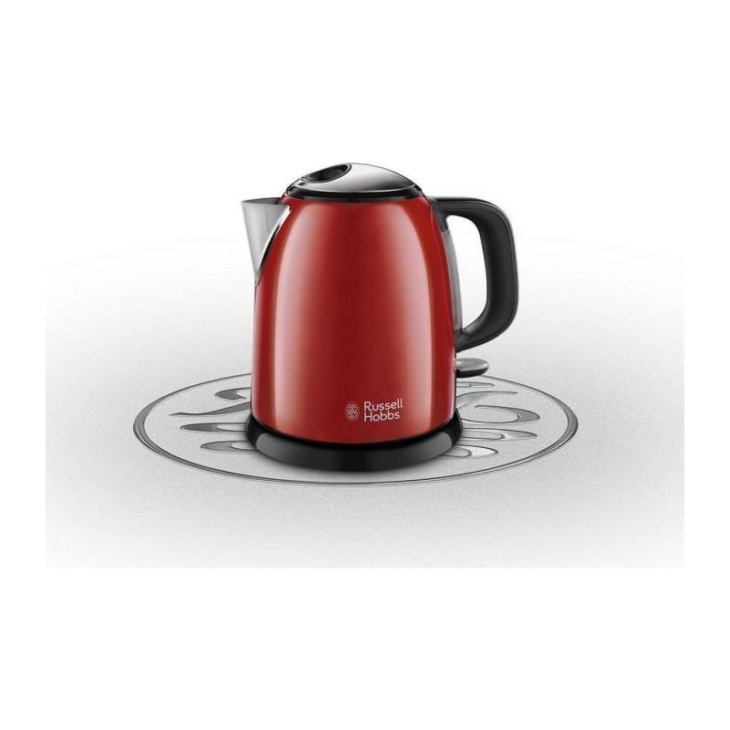 Bouilloire Compacte Rouge - Capacité 1L - Anti-Calcaire Amovible